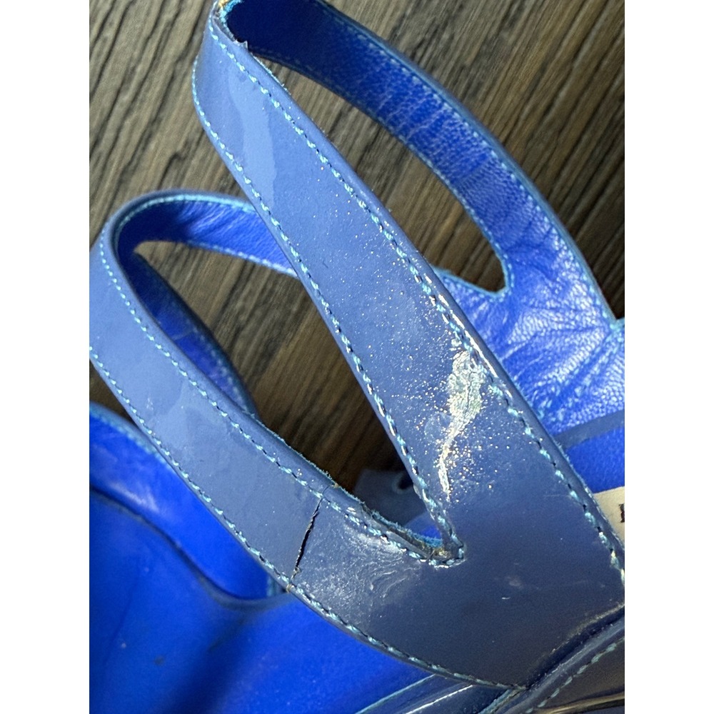 Casadei Women Blue‎ Patent Leather Gladiator Lace Up Stiletto Heels 9.5 B Italy - Picture 6 of 12